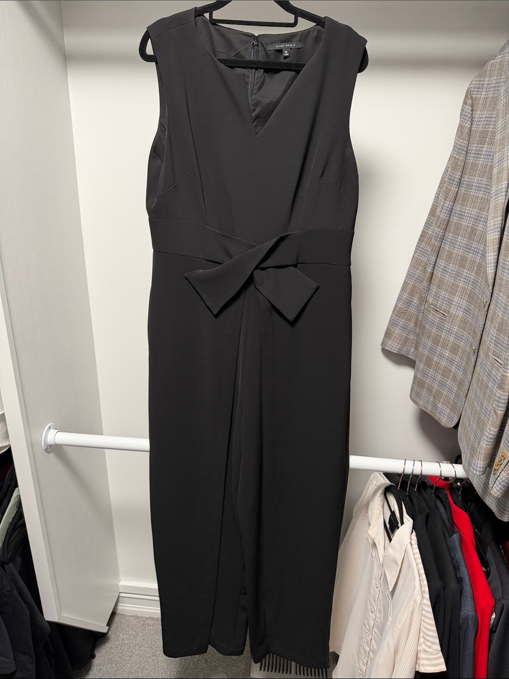 Alex Marie Black Sleeveless Midi Dress with Waist Bow Detail